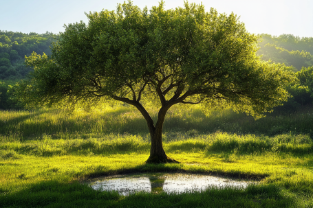 Arbol en medio de un prado
